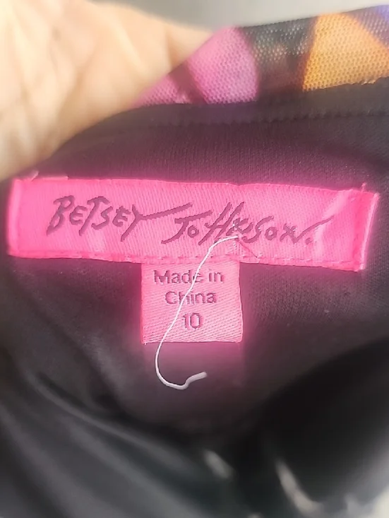 BETSEY JOHNSON NWT RUCHED BUSTIER FIT FLARE SHEER LINED PRINT DRESS SZ 10 - Picture 12 of 16